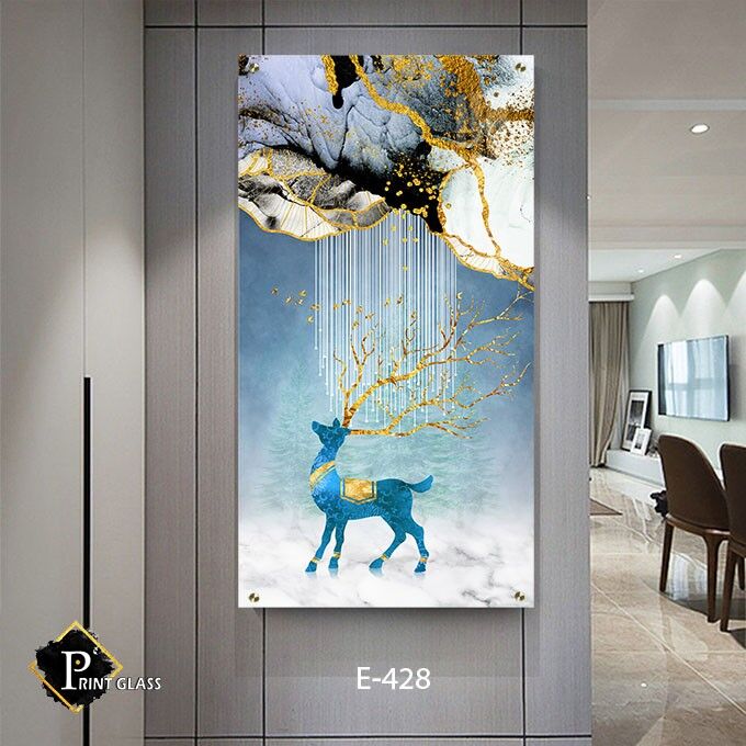 אייל אבסטרקט כחולים - תמונה לסלון - תמונת זכוכית