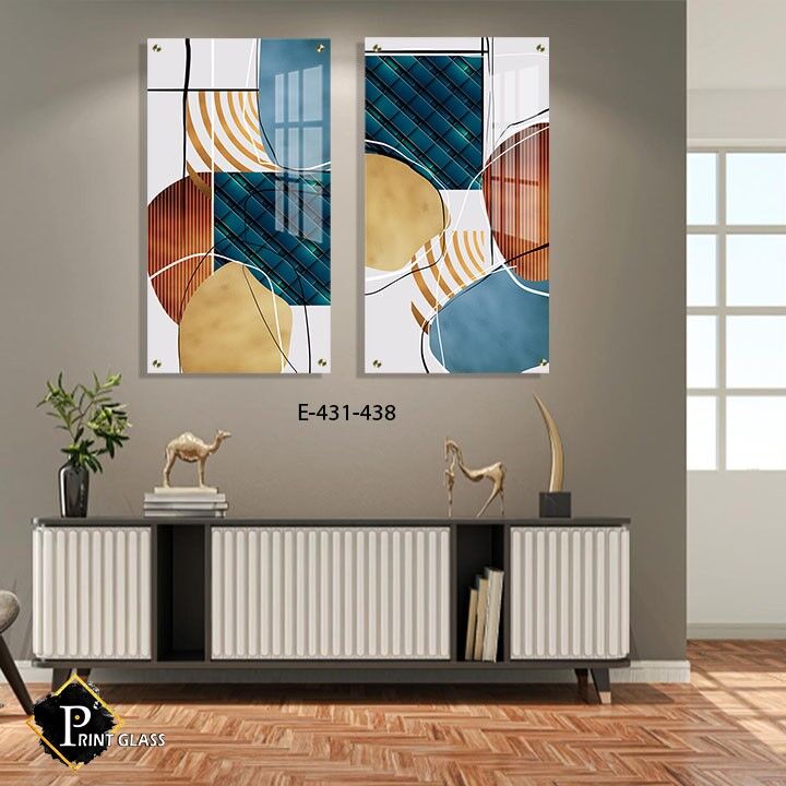 אבסטרקט צורות צבעוני - תמונות לסלון - תמונות זכוכית