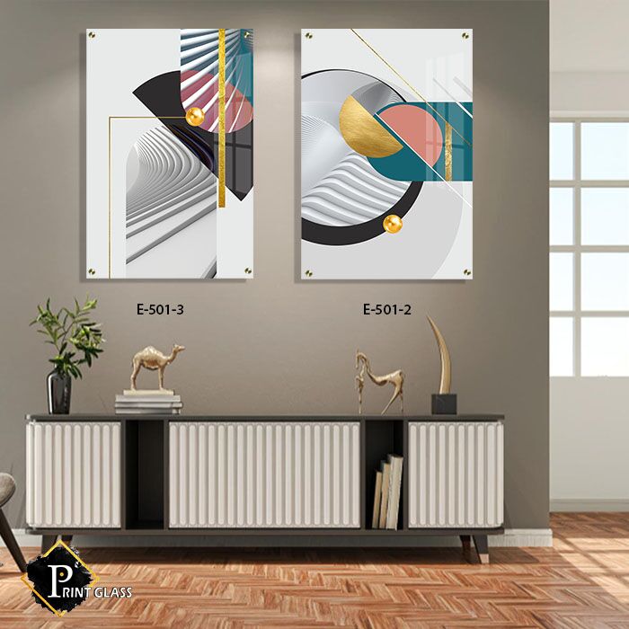 צורות גאומטריות צבעוניות - תמונות לסלון - תמונות זכוכית