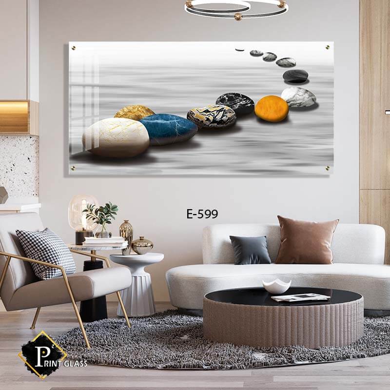 תמונה על זכוכית של סלעים צבעוניים - תמונה ללובי בניין