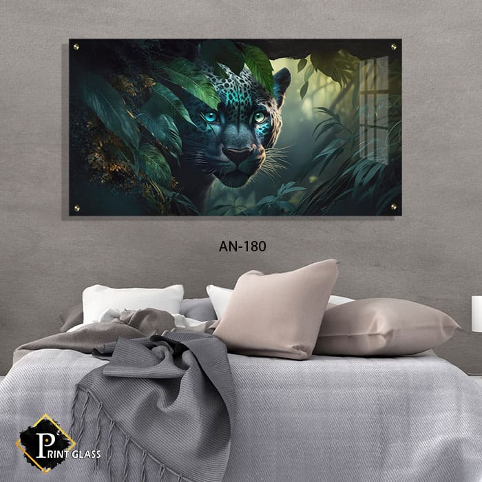 תמונת זכוכית לחדר שינה של נמר בין השיחים