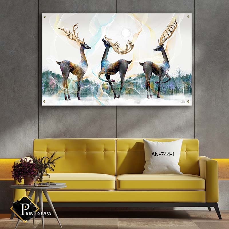 תמונת זכוכית לפינת האוכל של איילים רוקדים