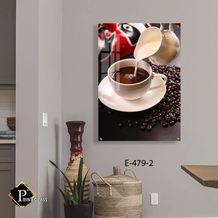 כוס קפה - תמונת על זכוכית לסלון או לפינת האוכל