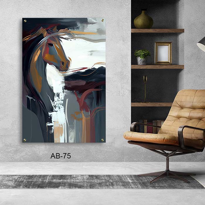 סוס אבסטרקט - תמונת על זכוכית לסלון או לפינת האוכל