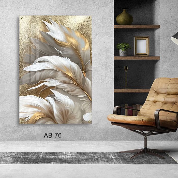 פרח אבסטרקט זהב - תמונת על זכוכית לסלון או לפינת האוכל