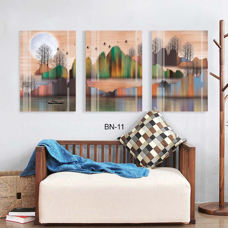 נוף הרים ואגם מצוייר - תמונות על זכוכית לסלון או לפינת האוכל