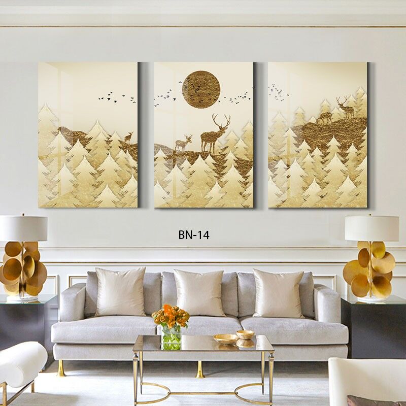 איילים ביער בזהב - תמונות על זכוכית לסלון או לפינת האוכל