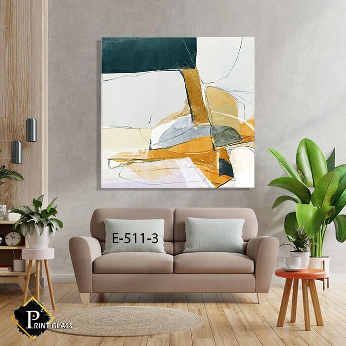 אבסטרקט ריבועי - תמונת זכוכית מרובעת לסלון או לפינת האוכל