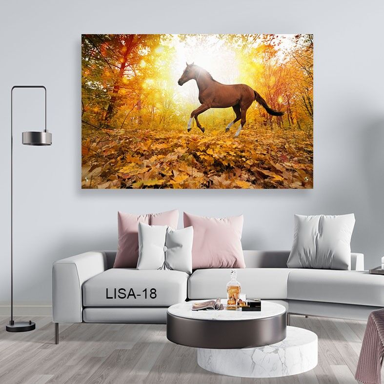 סוס בשלכת - תמונת זכוכית לחדר שינה או למשרד