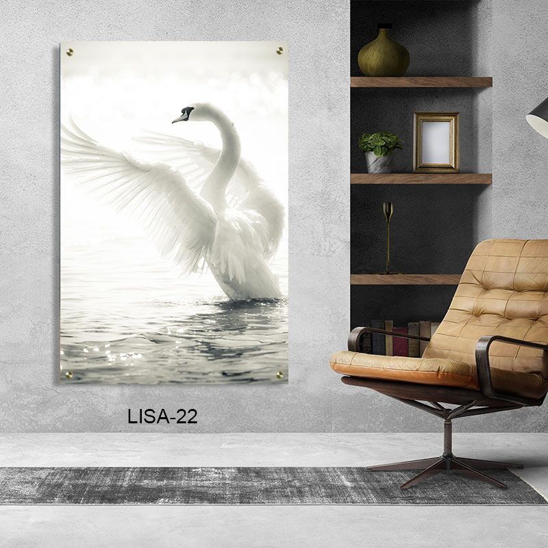 ברבור לבן - תמונת על זכוכית לסלון או לפינת האוכל