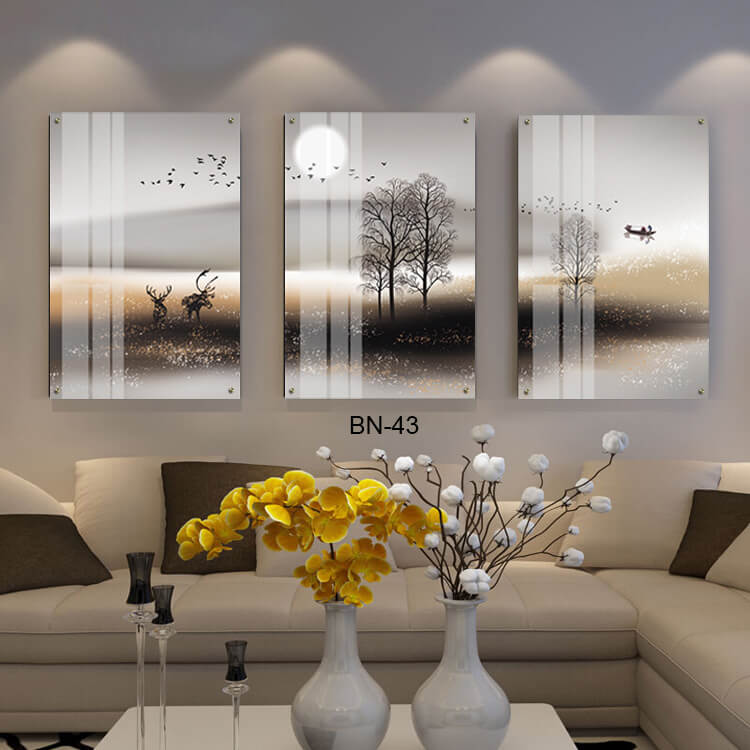 תמונות לפינת האוכל מזכוכית של איילים בלילה לאור ירח