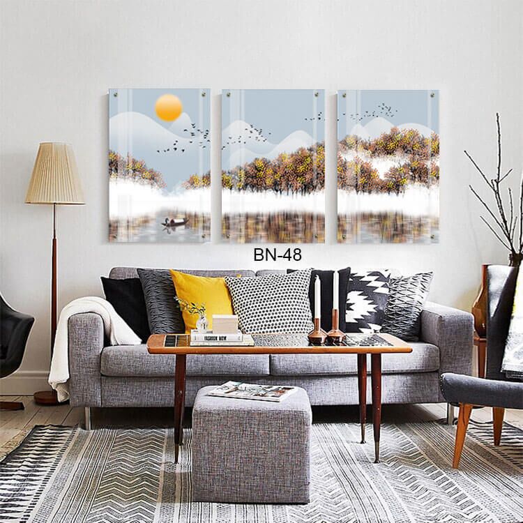 תמונות לפינת האוכל מזכוכית של נוף הרי מצוייר