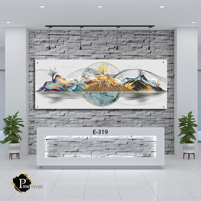 תמונה לפינת האוכל מזכוכית של תלת מימד עם נגיעות זהב