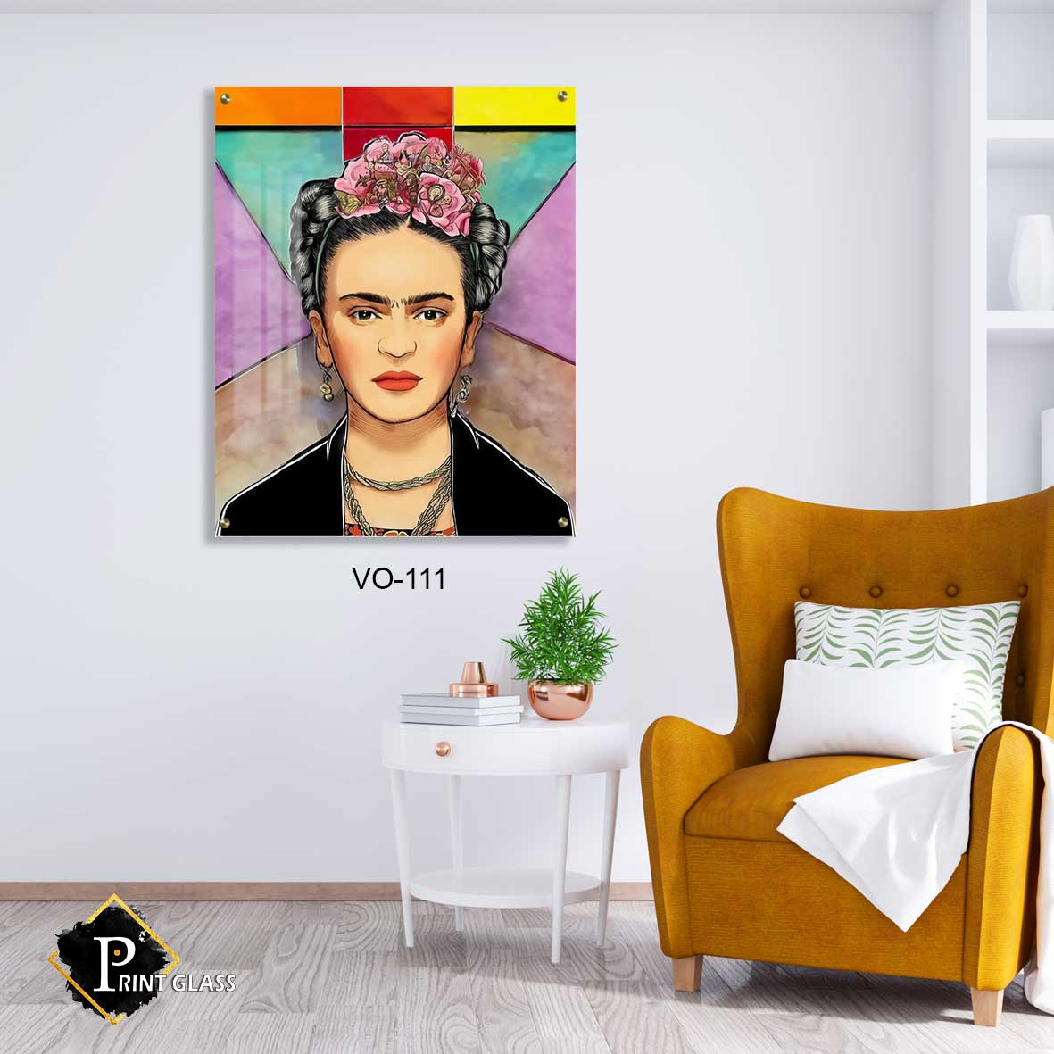 תמונת זכוכית לסלון של פרידה קאלו אבסטרקט צבעוני