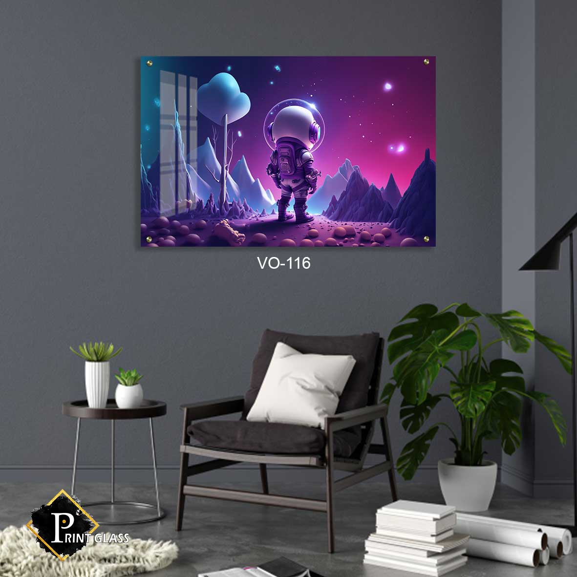 אדם בחלל - תמונת זכוכית לחדר שינה ולמשרד