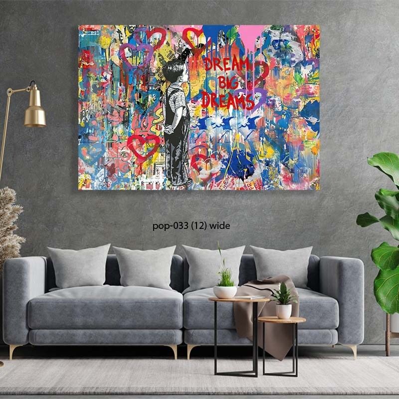 ילד על קיר פופ ארט - תמונת זכוכית לחדר שינה ולמשרד