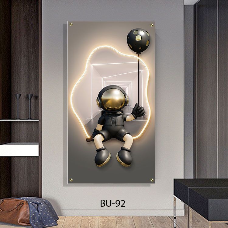 תמונת זכוכית לחדר שינה של דובי שחור עם בלון