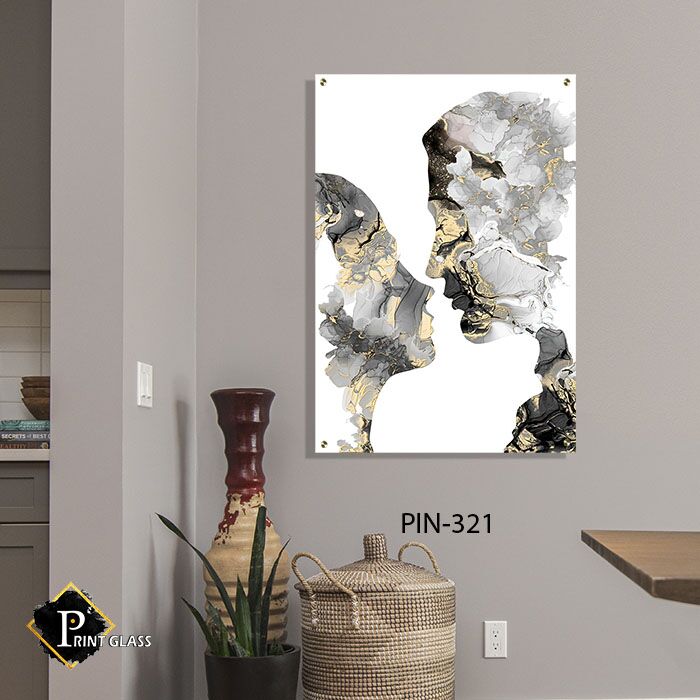 תמונת זכוכית לחדר שינה של זוג בצורת אבסטרקט