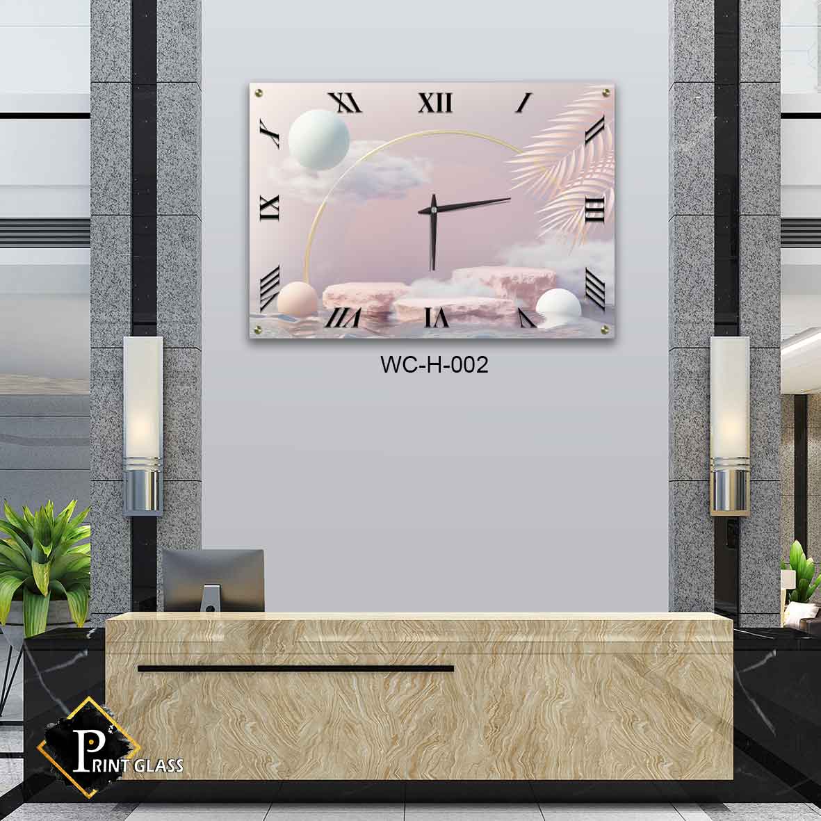 שעון קיר מעוצב לסלון מזכוכית כדורים באי