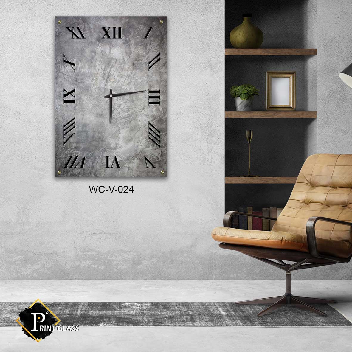שעון קיר מודרני לסלון מזכוכית של רקע אפור