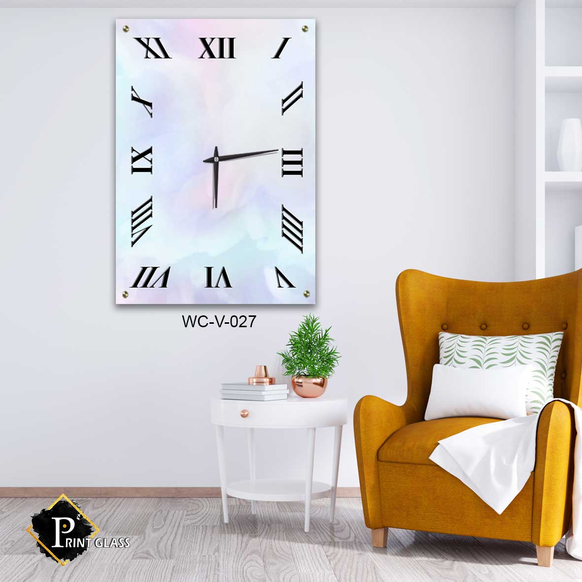 שעון קיר לסלון מזכוכית של רקע מרשמלו