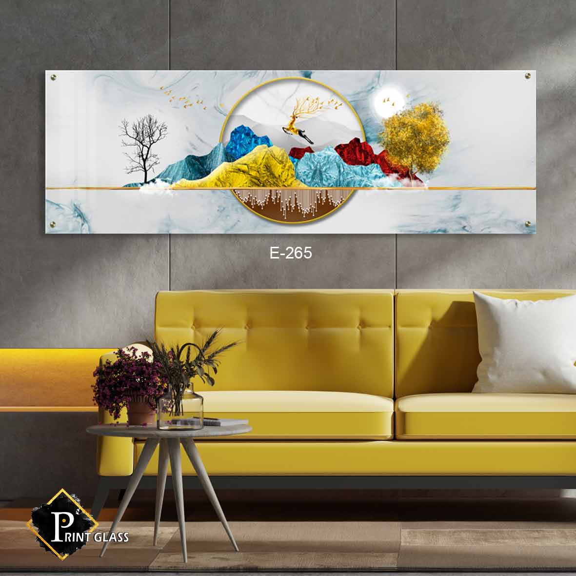 תמונה מודרנית לסלון מזכוכית של אייל והרים צבעוניות