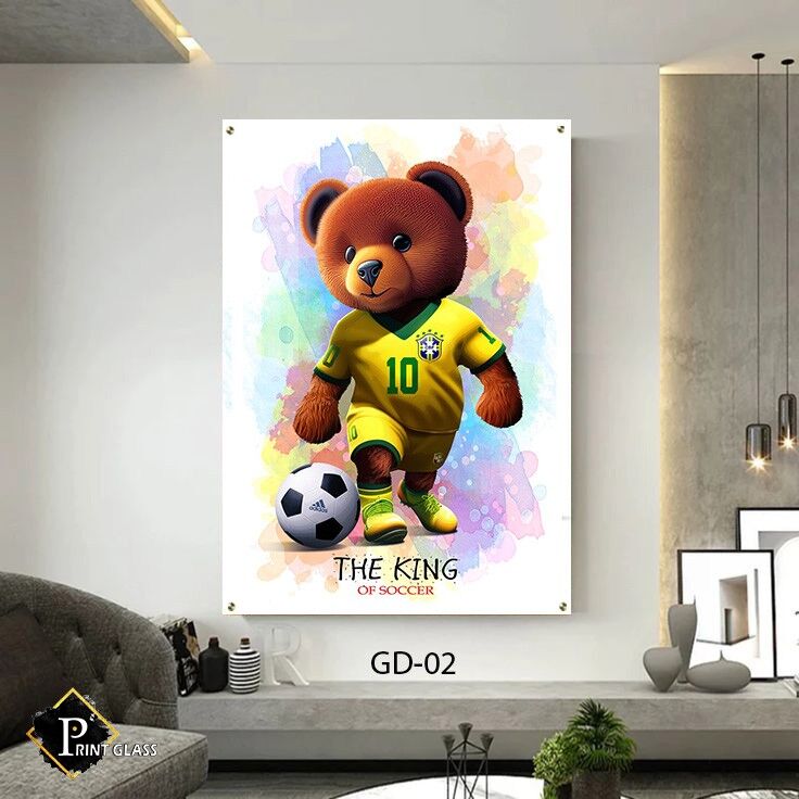 תמונת זכוכית לחדר שינה נערים של דובי במדי כדורגל ברזיל