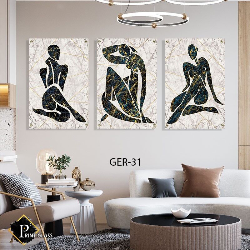 סט תמונות זכוכית לסלון של סגנון מופשט