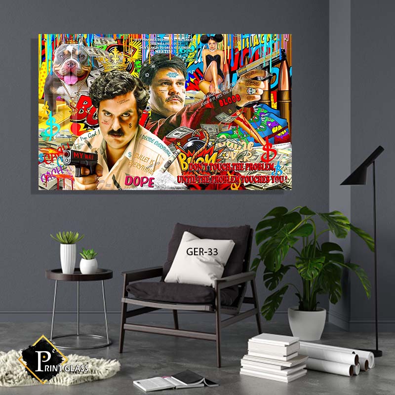 תמונת פופ ארט לחדר שינה מזכוכית של פבלו אסקובר