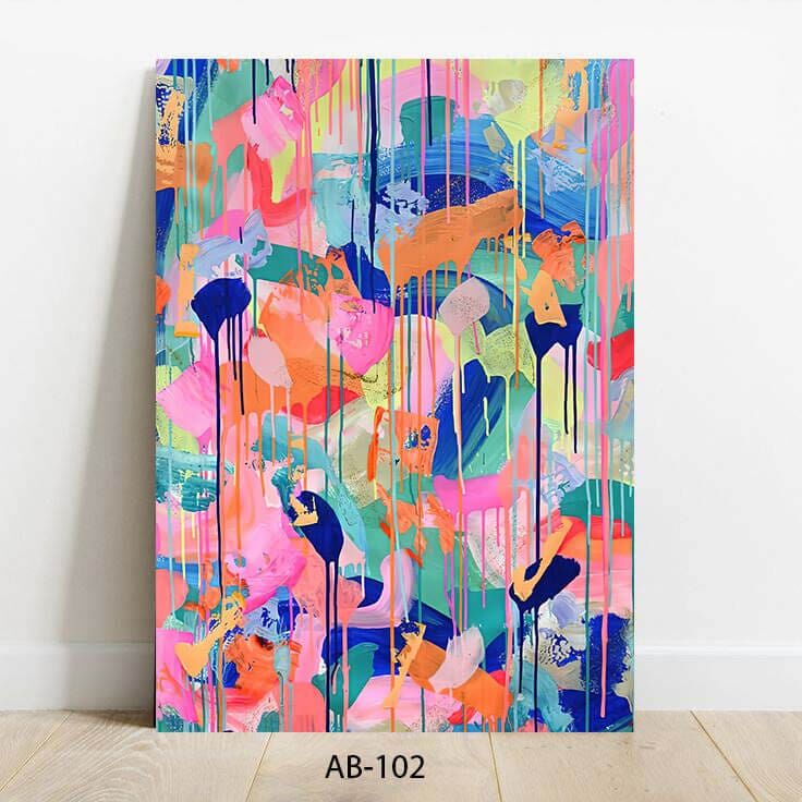 תמונה לסלון בסגנון פופ ארט של אבסטרקט צבעוני