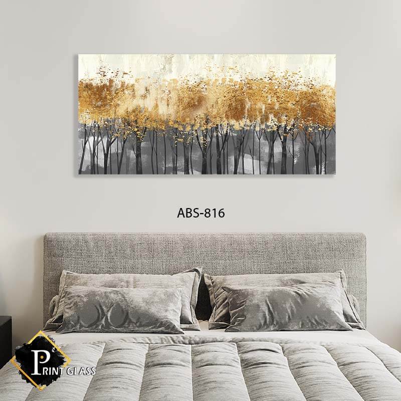 תמונת אבסטרקט של עצים מוזהבים לסלון