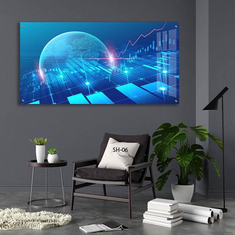 תמונת זכוכית למשרד של גרף מניות בעולם