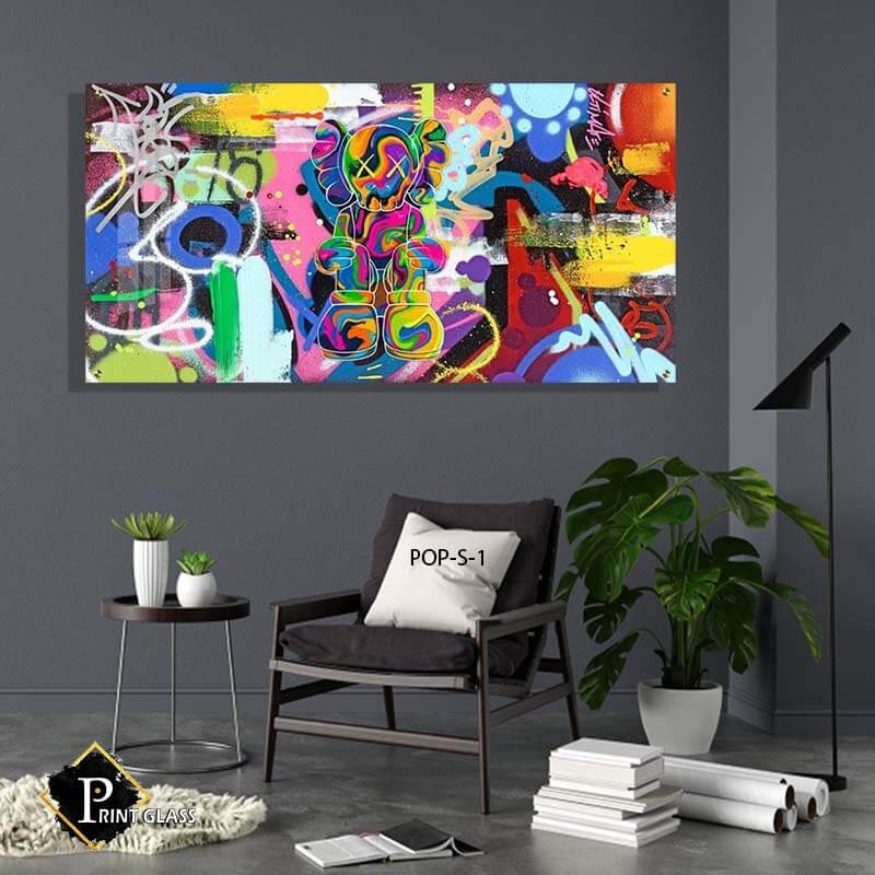 תמונת זכוכית פופ ארט צבעונית מגניבה לסלון