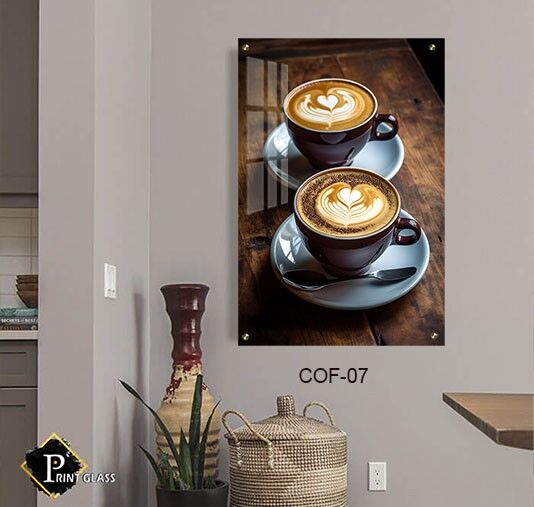 תמונה יפה למטבח מזכוכית של שתי כוסות קפה