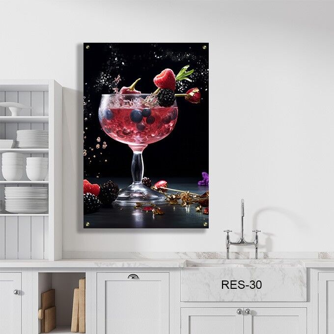 תמונה יפה למטבח מזכוכית של כוס קוקטייל פירותי