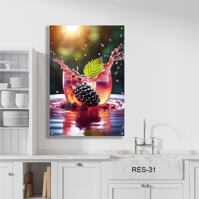 תמונת זכוכית יפה למטבח של פתל במים