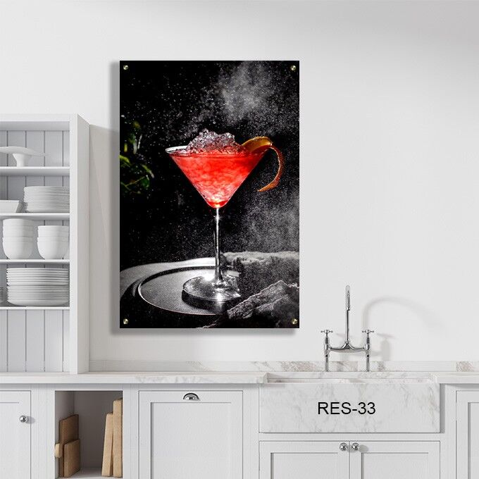 תמונת זכוכית למטבח מודרני של כוס קוקטייל אדום