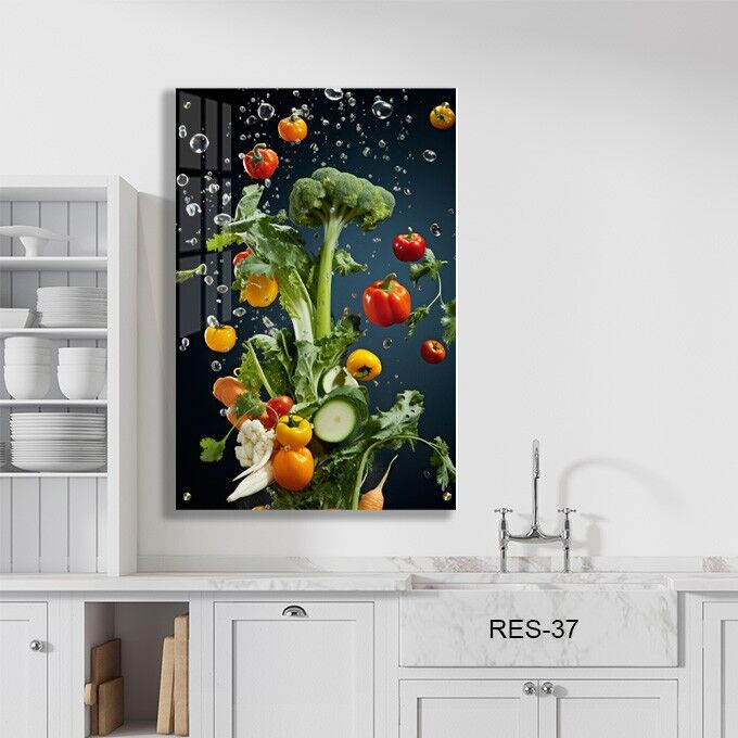 תמונת זכוכית מעוצבת למטבח של ירקות