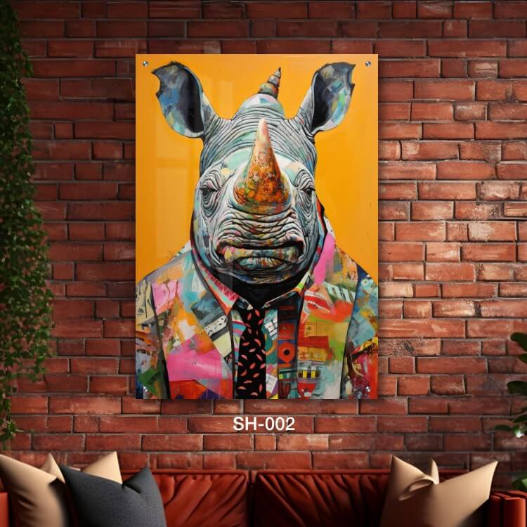 תמונת זכוכית מגניבה של קרנף בחליפה