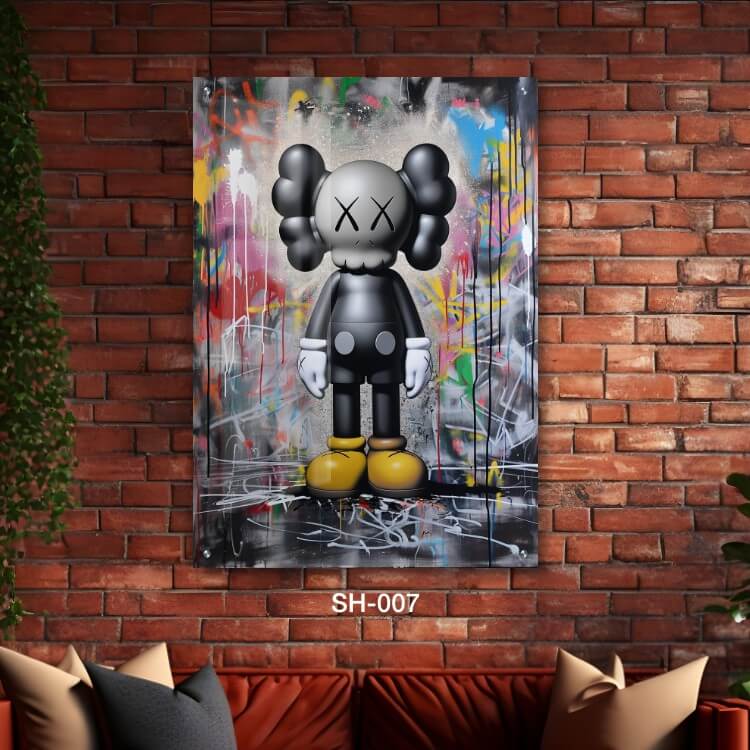 תמונת זכוכית מגניבה לחדר של בובה ברקע שחור לבן