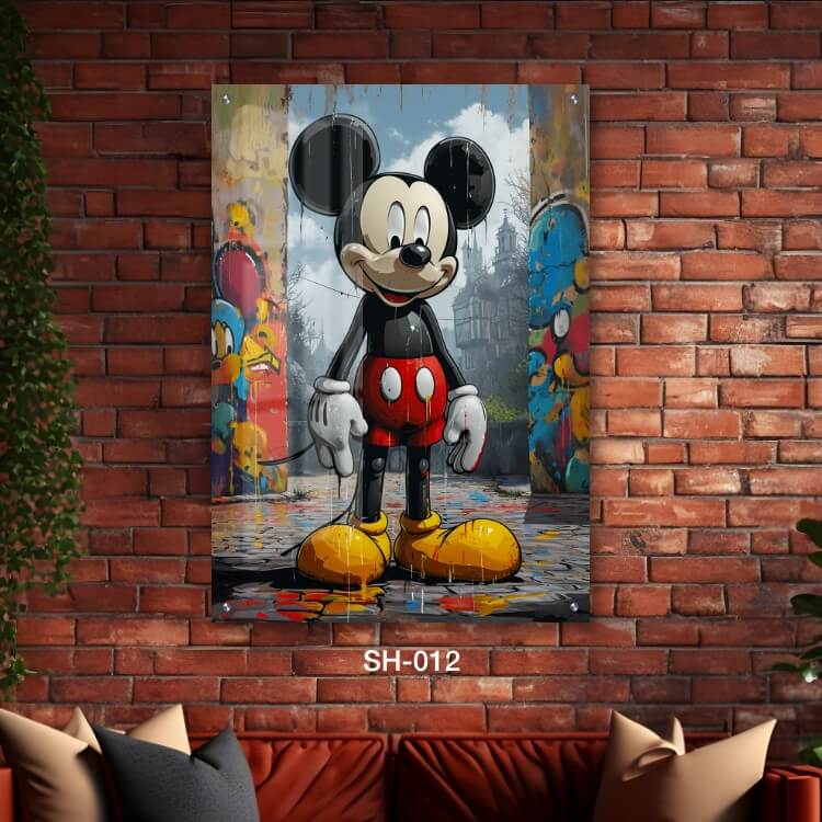 תמונה מגניבה לסלון מזכוכית של מיקי מאוס ברחוב
