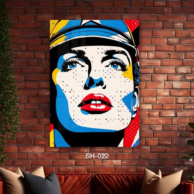 תמונת זכוכית לחדר שינה של אישה בסגנון קומיקס