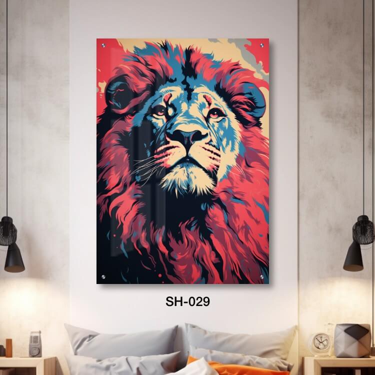 תמונה לחדר שינה גברים מזכוכית של אריה מצויר