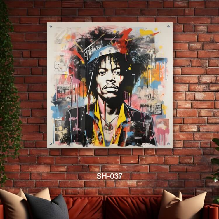 תמונת זכוכית מגניבה לסלון של ג'ימי הנדריקס