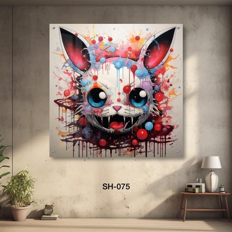 תמונת זכוכית מגניבה לחדר שינה של ארנב קטלני