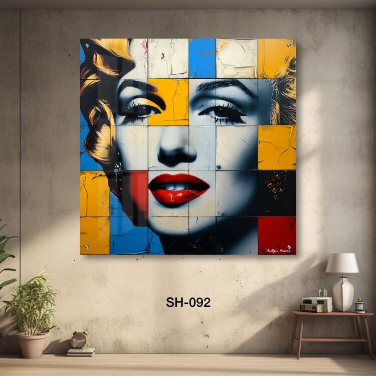 תמונת זכוכית מגניבה לסלון של מרלין מונרו ריבועים