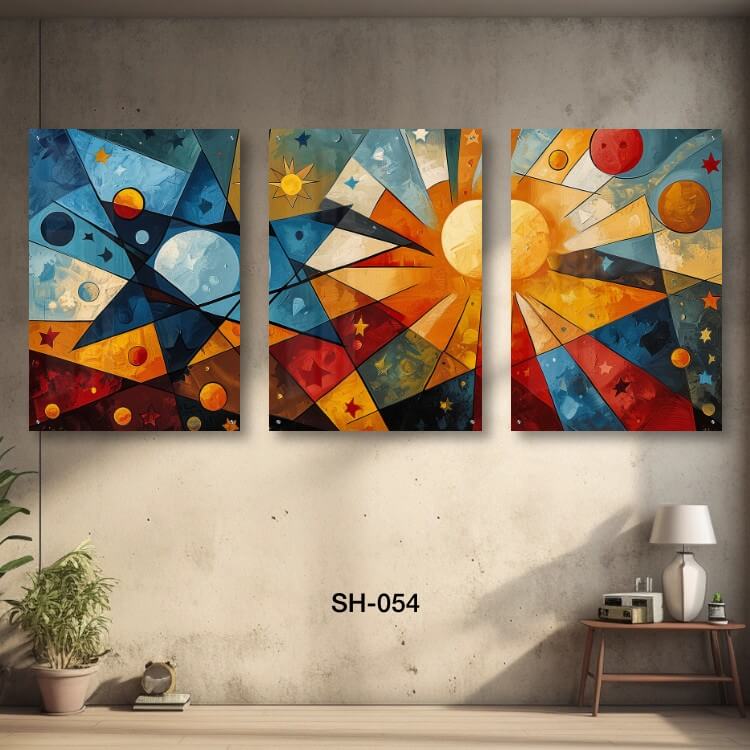 שלישית תמונות בחלקים לסלון גאומטרי