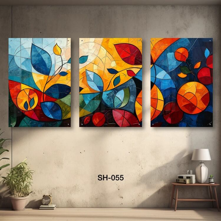 תמונות מחולקות לסלון של עלים צבעוניים