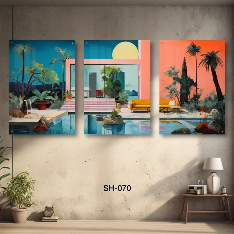 תמונות זכוכית מחולקות לסלון של נוף בייתי