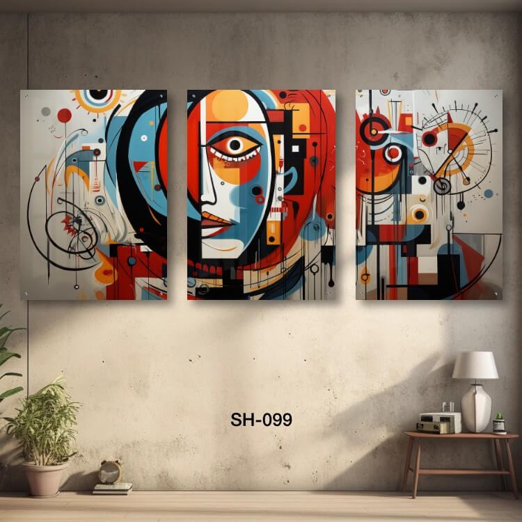 תמונות זכוכית מחולקות לסלון של פרצוף